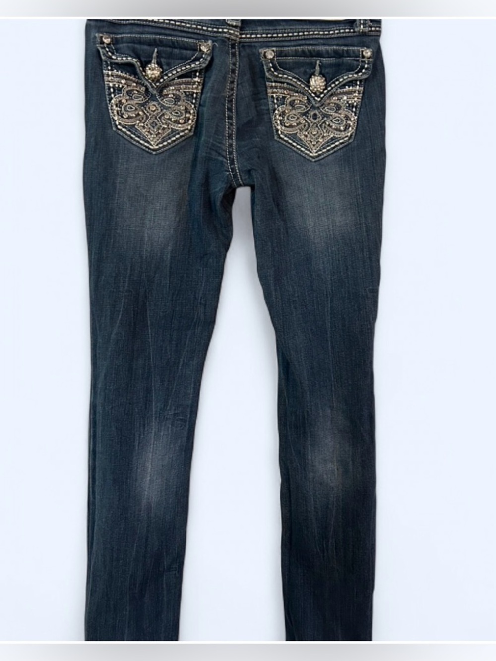 Grace in LA Rhinestone Embellished Bootcut Jeans Size 27 Dark Wash